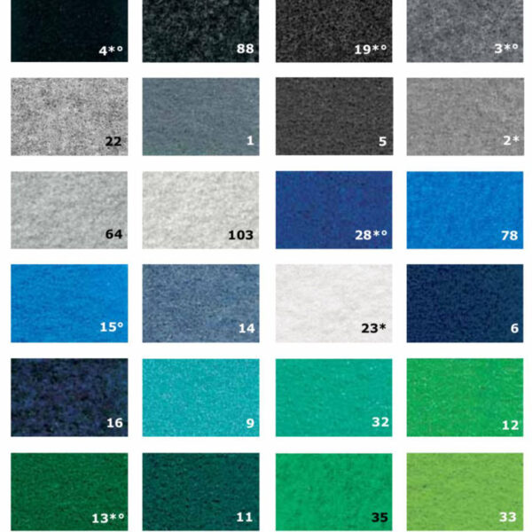 Muestrario de colores para moquetas